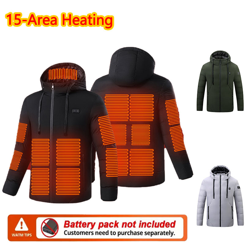 Outdoor Sport Winter Jacket - 15 Area Heated Winter Hooded Jacket