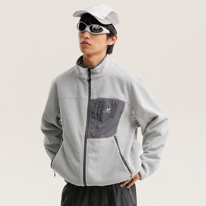 Outdoor Sport Winter Jacket - Autumn Winter Polar Fleece Wavy Stripes
