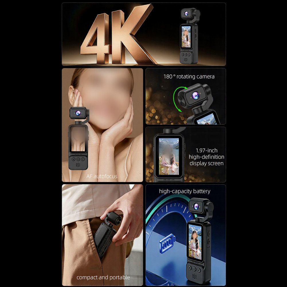 Handheld Vlogging Recorder 4K  - Outdoor Sport Camera recension och pris