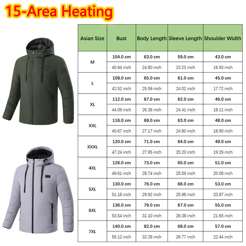 15 Area Heated Winter Hooded J - Outdoor Sport Winter Jacket recension och pris